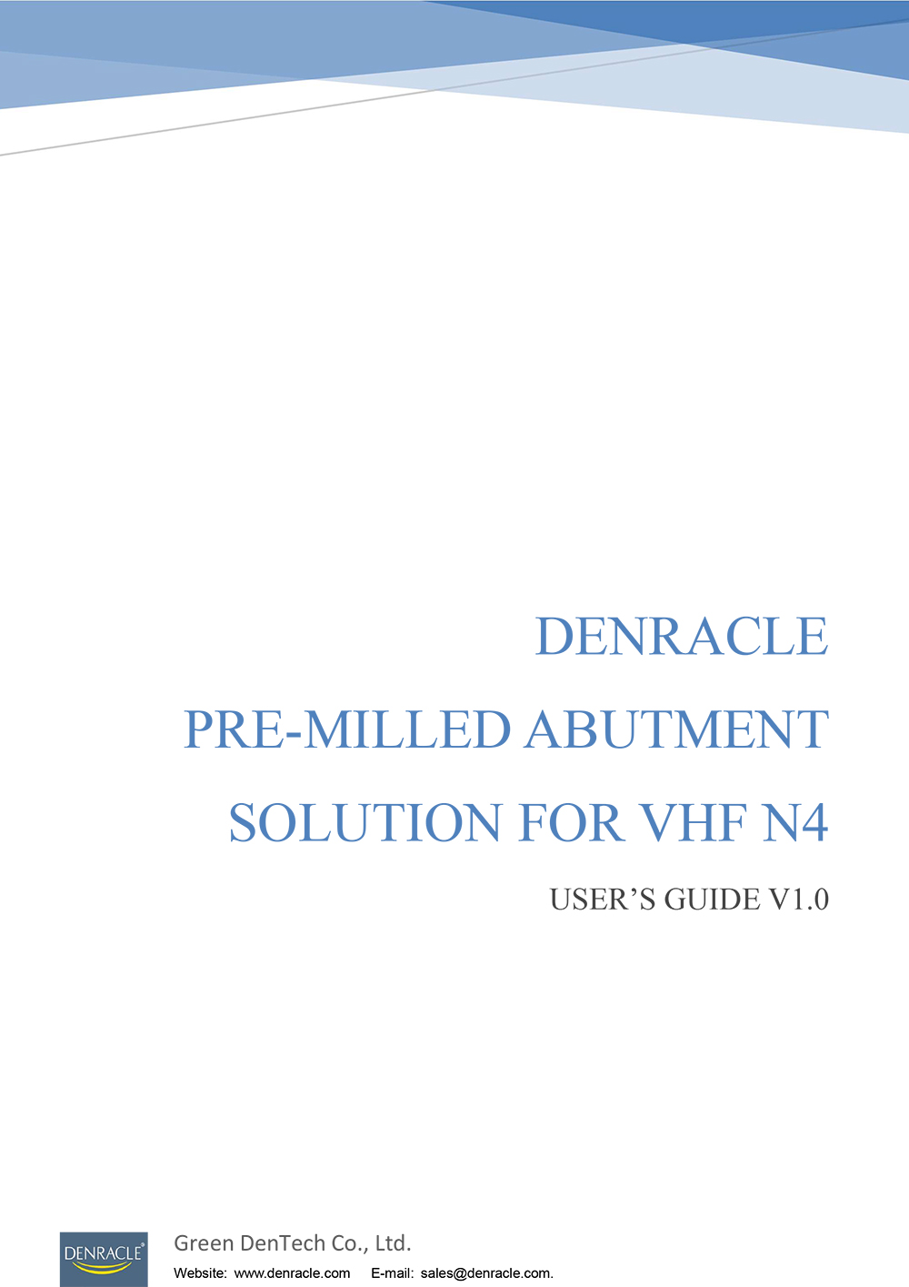 Denracle instruction_VHF N4_CAM for premilled abutment